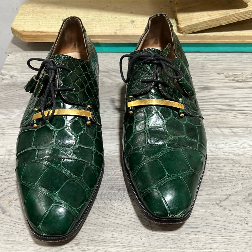 Monticelli Crocodile men's oxford lace up dress shoes Size 11